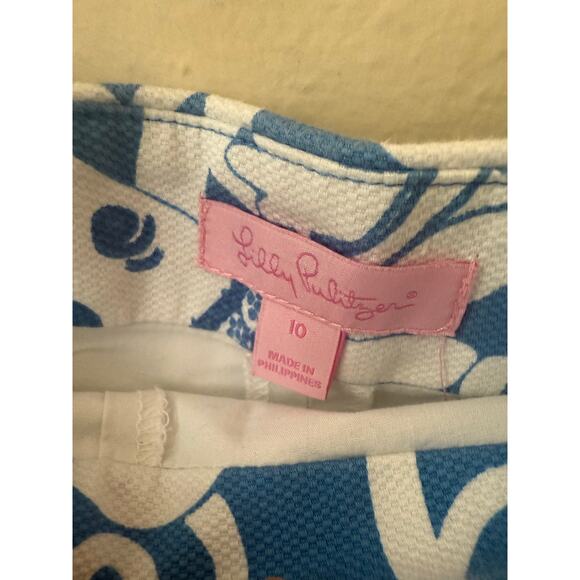 Lilly Pulitzer Blue & White Alligator Print Skirt Skort - Picture 5 of 11